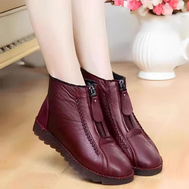 Botas Outono Inverno Feminina de Couro - Hot Confort