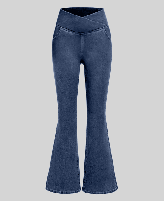 Calça Jeans Mab Wide Leg - Cintura Alta Cruzada